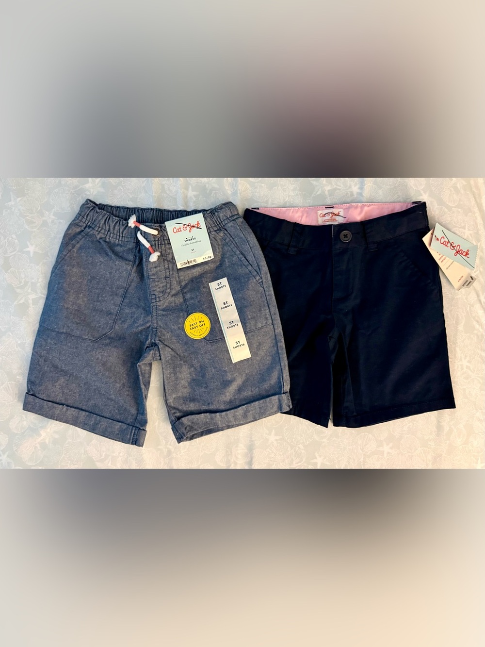 Cat & Jack Navy and Chambray Twin Pack Shorts NWT